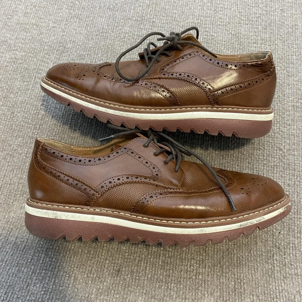 Steve Madden Shoes Mens Size 8 Brown Leather Wingtip Brogue Dress Oxfords Casual